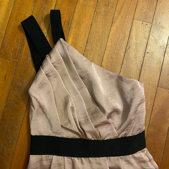 BCBGeneration Pale Pink & Black One Shoulder Dress - Picture 4 of 8